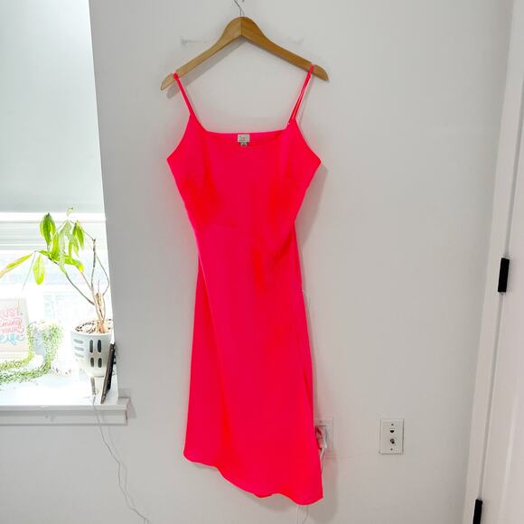 A New Day Bright Hot Pink Slinky Midi Dress Size Large - Picture 1 of 8